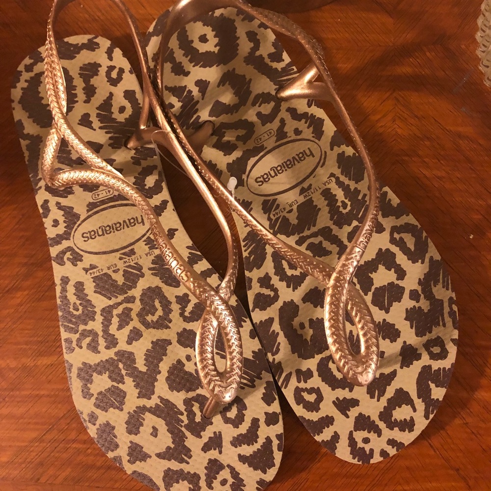 Havaianas Luna cheetah print Gold